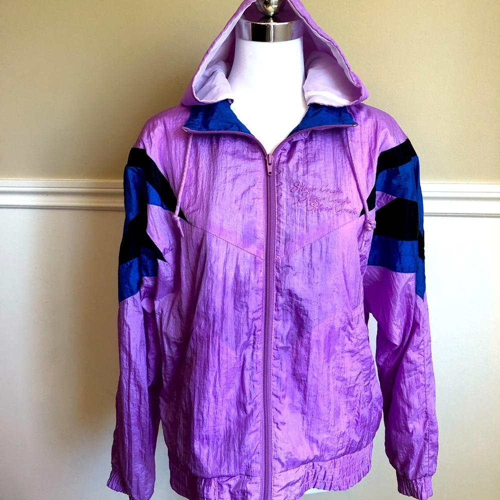 Retro Women’s Silver Creek Purple/Blue Hooded Windbreaker w/ Pockets Size 8